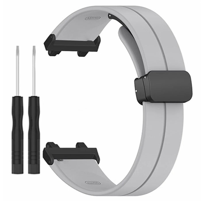 For Huami Amazfit Active Edge A2212 Watch Band Silicone Wrist Strap with Magnetic Folding Buckle - Grey - 4