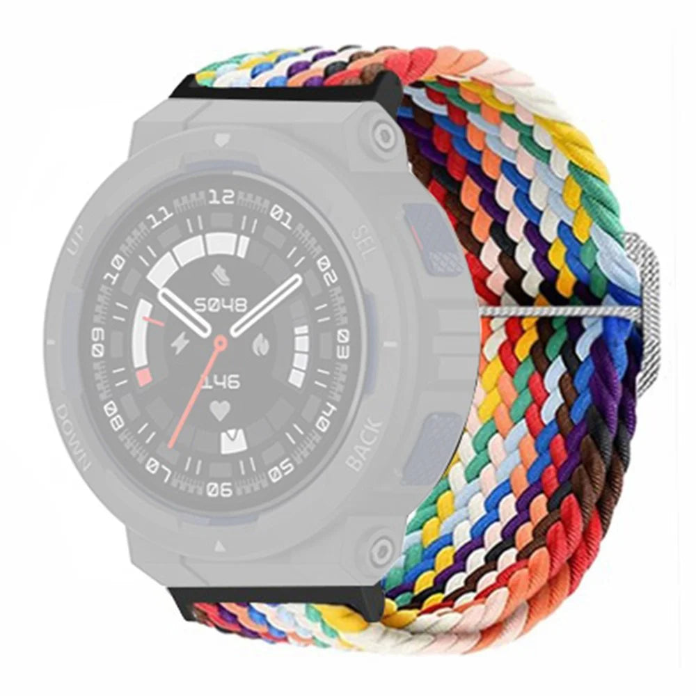 For Huami Amazfit Active Edge (A2212) Watch Band Braided Nylon Adjustable Straps - Rainbow - 1
