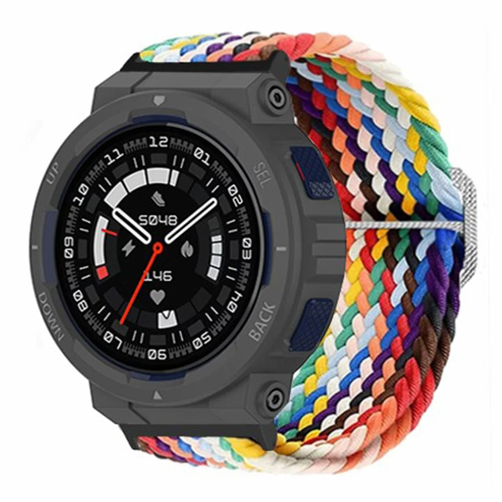 For Huami Amazfit Active Edge (A2212) Watch Band Braided Nylon Adjustable Straps - Rainbow - 2