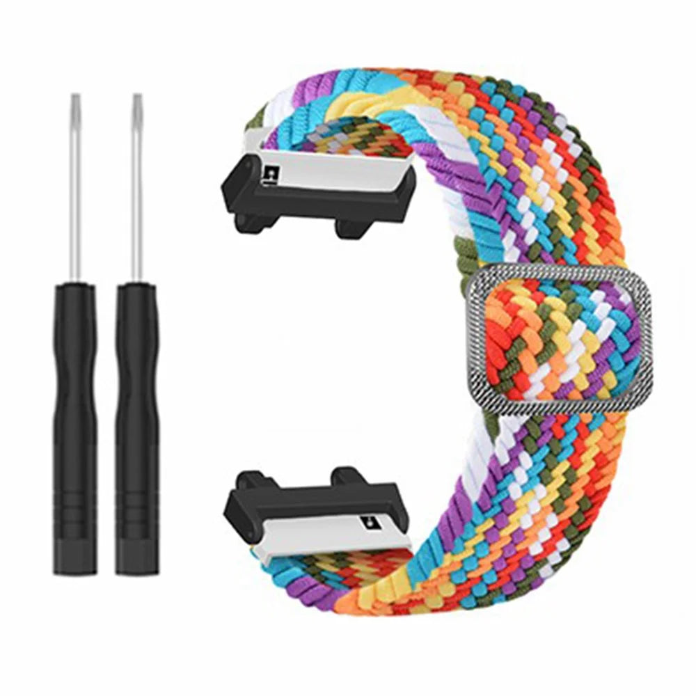 For Huami Amazfit Active Edge (A2212) Watch Band Braided Nylon Adjustable Straps - Rainbow - 3
