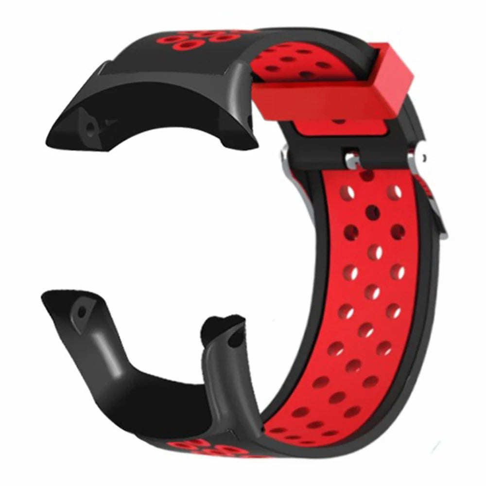 For Sunnto Ambit 3 / Ambit 3 Sport / Ambit 3 Run Watch Band Silicone Breathable Wristband - Black+Red - 1