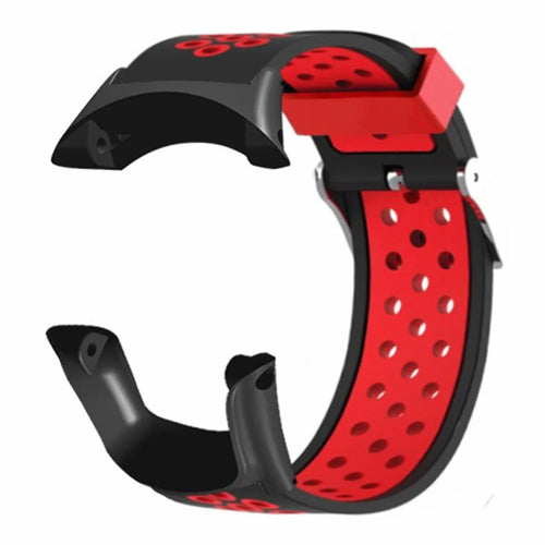 For Sunnto Ambit 3 / Ambit 3 Sport / Ambit 3 Run Watch Band Silicone Breathable Wristband - Black+Red - 1