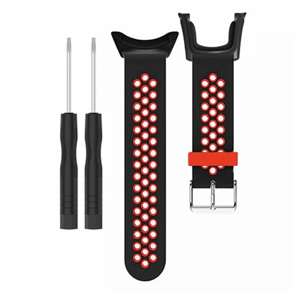 For Sunnto Ambit 3 / Ambit 3 Sport / Ambit 3 Run Watch Band Silicone Breathable Wristband - Black+Red - 3