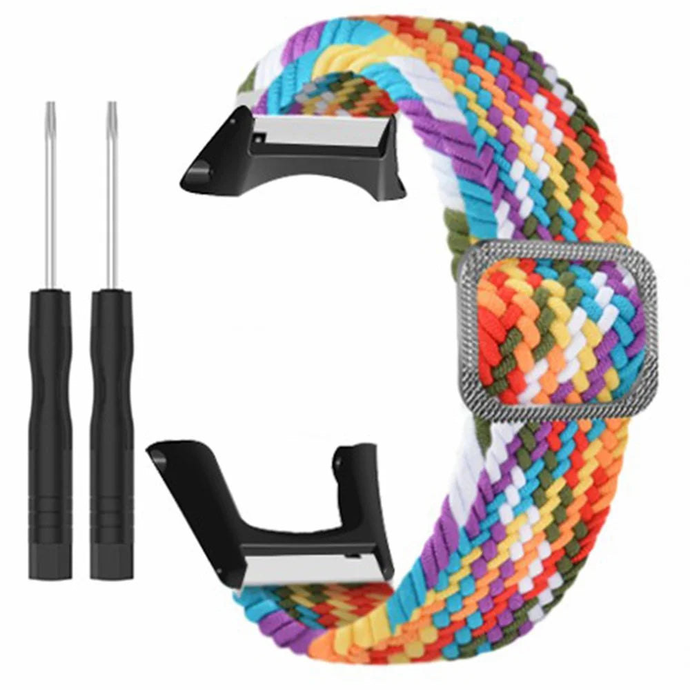 For Sunnto Ambit 3 / Ambit 3 Sport / Ambit 3 Run Braided Nylon Watch Band Adjustable Wrist Strap - Rainbow - 1