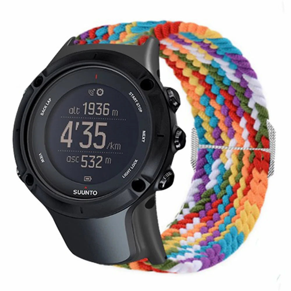 For Sunnto Ambit 3 / Ambit 3 Sport / Ambit 3 Run Braided Nylon Watch Band Adjustable Wrist Strap - Rainbow - 3