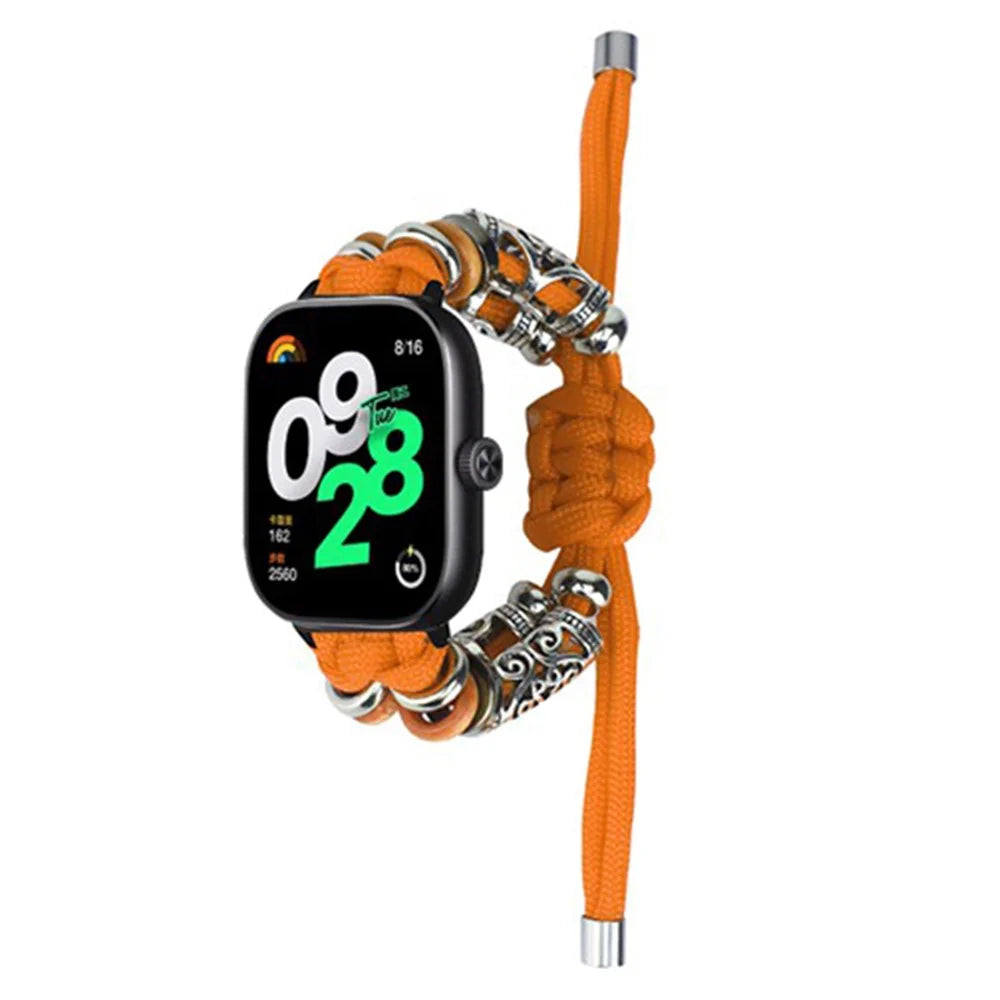 For Xiaomi Smart Band 10 Pro / 9 Pro / 8 Pro / Redmi Watch 6 / 5 / 4 Adjustable Watch Strap Bead Braided Nylon Band - Orange - 2
