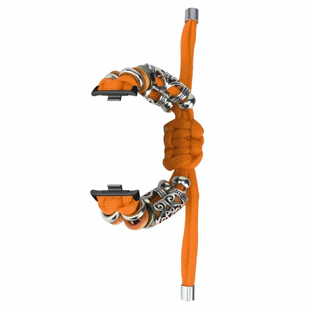 For Xiaomi Smart Band 10 Pro / 9 Pro / 8 Pro / Redmi Watch 6 / 5 / 4 Adjustable Watch Strap Bead Braided Nylon Band - Orange - 3
