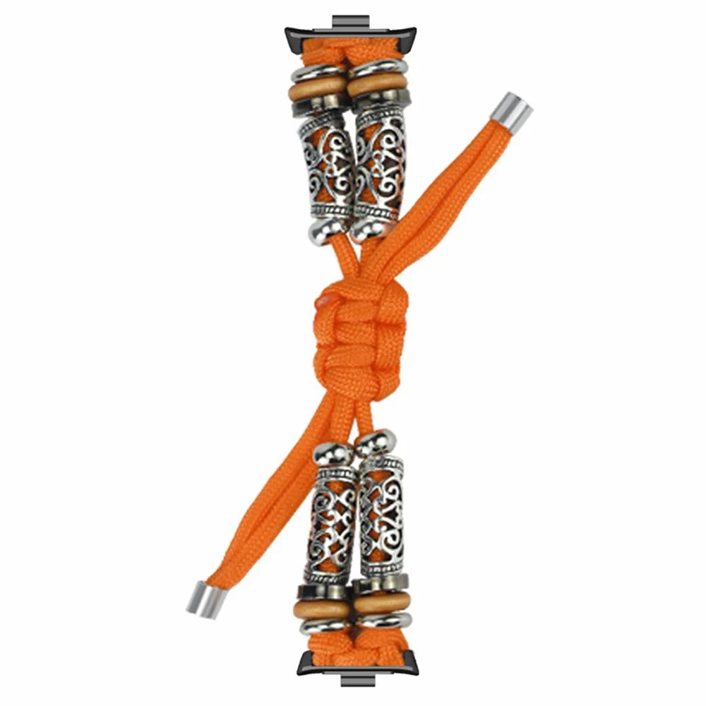 For Xiaomi Smart Band 10 Pro / 9 Pro / 8 Pro / Redmi Watch 6 / 5 / 4 Adjustable Watch Strap Bead Braided Nylon Band - Orange - 4