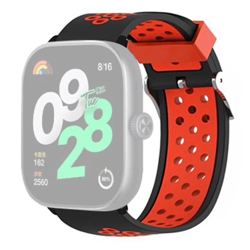 For Xiaomi Smart Band 10 Pro / 9 Pro / 8 Pro / Redmi Watch 6 / 5 / 4 Dual Color Silicone Watch Band Wrist Strap - Black+Red - 1