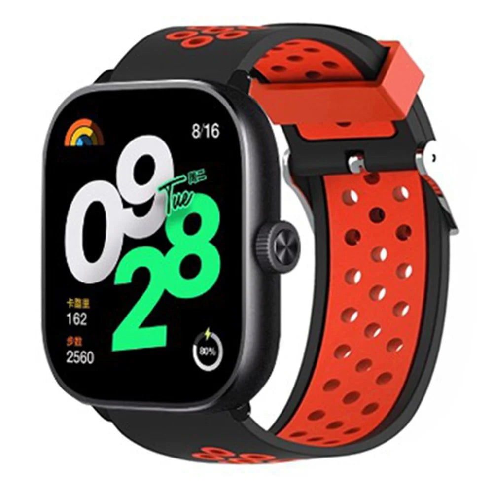 For Xiaomi Smart Band 10 Pro / 9 Pro / 8 Pro / Redmi Watch 6 / 5 / 4 Dual Color Silicone Watch Band Wrist Strap - Black+Red - 2