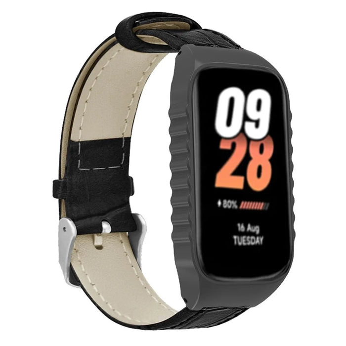 For Xiaomi Smart Band 8 Active Watch Band Bamboo Texture Wrist Strap with Watch Case - Black - 1