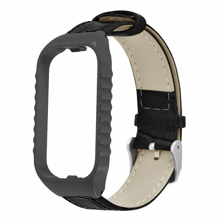 For Xiaomi Smart Band 8 Active Watch Band Bamboo Texture Wrist Strap with Watch Case - Black - 2