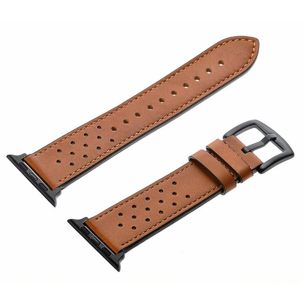 Watch Band for Apple Watch Series 11 10 42mm / 9 8 7 41mm / SE3 SE2 SE 6 5 4 40mm / 3 2 1 38mm Leather Coated Silicone Watch Band - Brown - 2