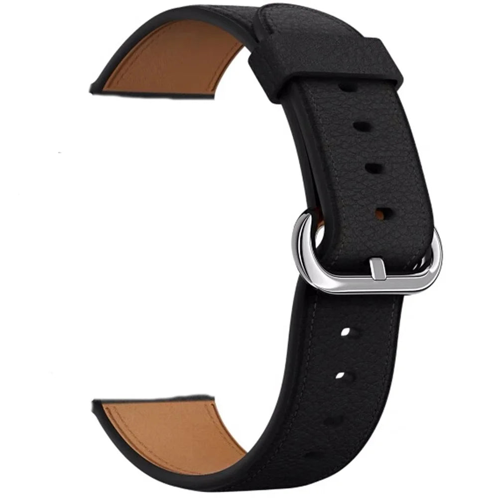 For Apple Watch Ultra 3 2 1 49mm / Series 11 10 46mm / 9 8 7 45mm / SE3 SE2 SE 6 5 4 44mm / 3 2 1 42mm Genuine Cow Leather Watch Strap - Black - 2