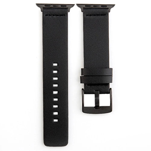 For Apple Watch Ultra 3 2 1 49mm / Series 11 10 46mm / 9 8 7 45mm / SE3 SE2 SE 6 5 4 44mm / 3 2 1 42mm Genuine Cow Leather Watch Band - Black - 1