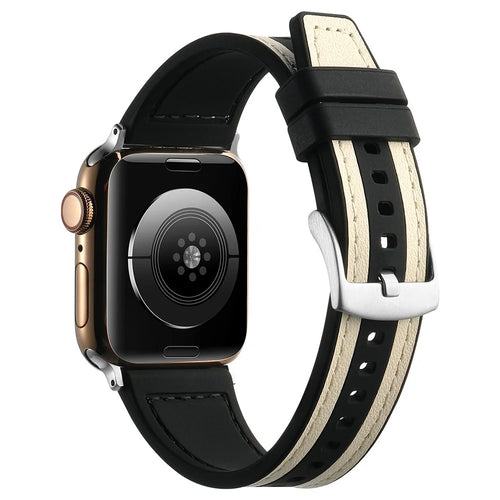 Watch Band for Apple Watch Series 11 10 42mm / 9 8 7 41mm / SE3 SE2 SE 6 5 4 40mm / 3 2 1 38mm Watch Strap Sport Style Band - White+Black - 1