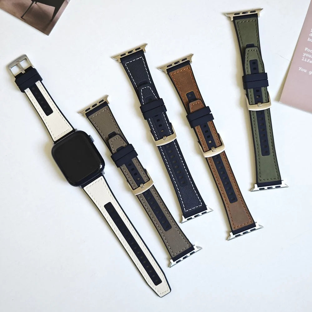 Watch Band for Apple Watch Series 11 10 42mm / 9 8 7 41mm / SE3 SE2 SE 6 5 4 40mm / 3 2 1 38mm Watch Strap Sport Style Band - White+Black - 3