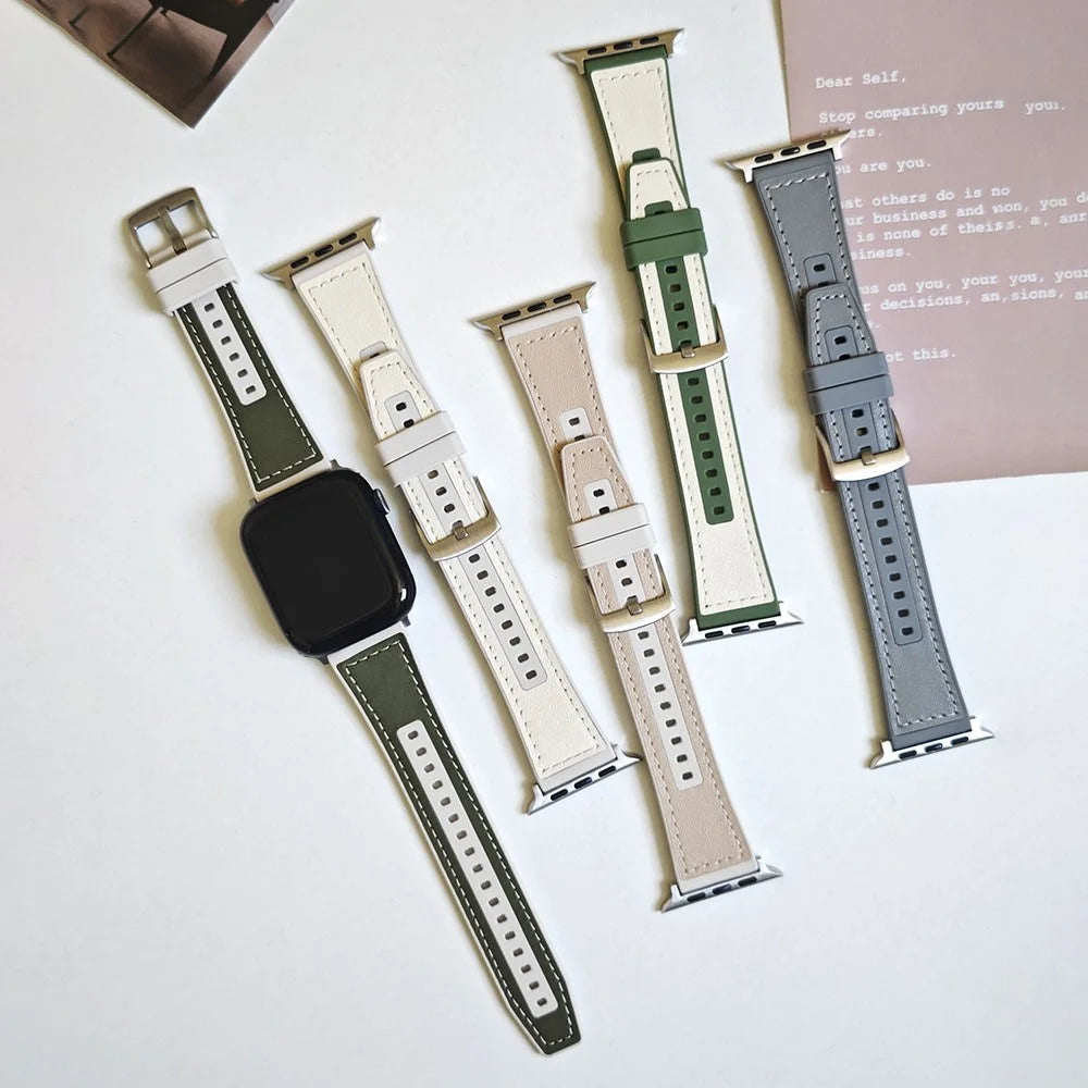 Watch Band for Apple Watch Series 11 10 42mm / 9 8 7 41mm / SE3 SE2 SE 6 5 4 40mm / 3 2 1 38mm Watch Strap Sport Style Band - White+Black - 4