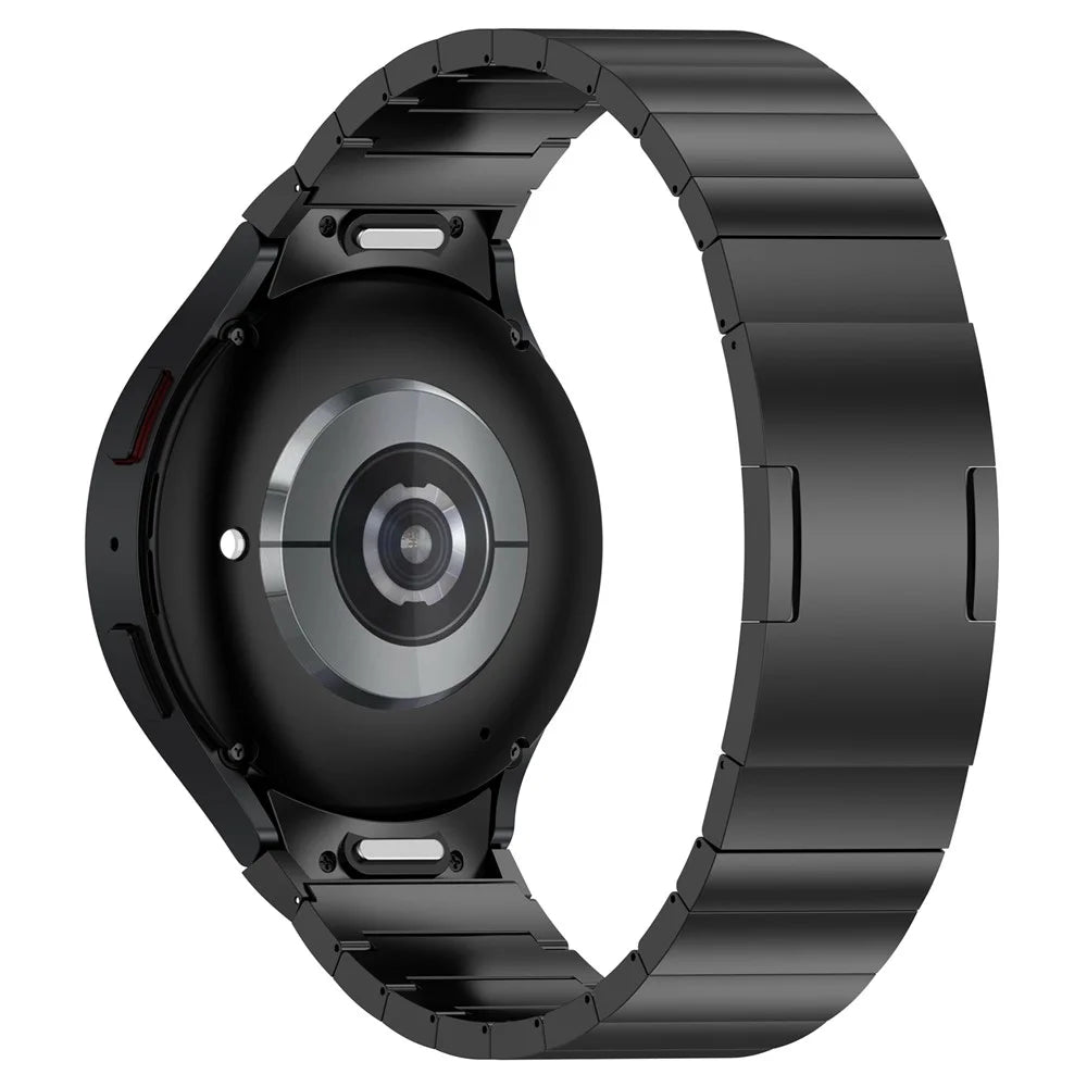 For Samsung Galaxy Watch FE 40mm / Watch6 / Watch6 Classic / Watch 5 Titanium Steel Watch Band Press Buckle Strap - Black - 1