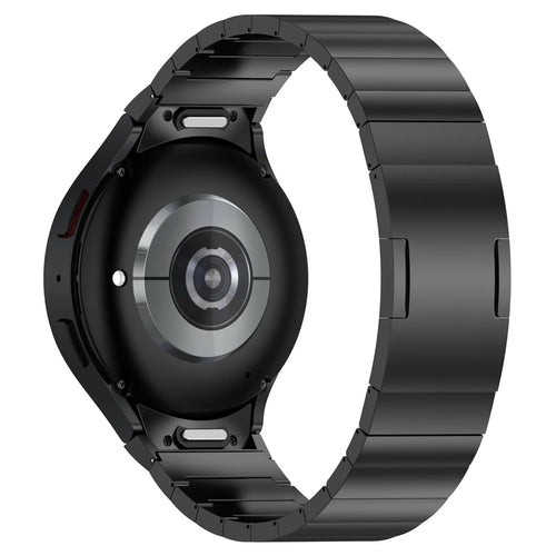 For Samsung Galaxy Watch FE 40mm / Watch6 / Watch6 Classic / Watch 5 Titanium Steel Watch Band Press Buckle Strap - Black - 1