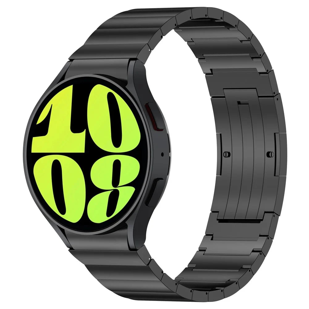 For Samsung Galaxy Watch FE 40mm / Watch6 / Watch6 Classic / Watch 5 Titanium Steel Watch Band Press Buckle Strap - Black - 4