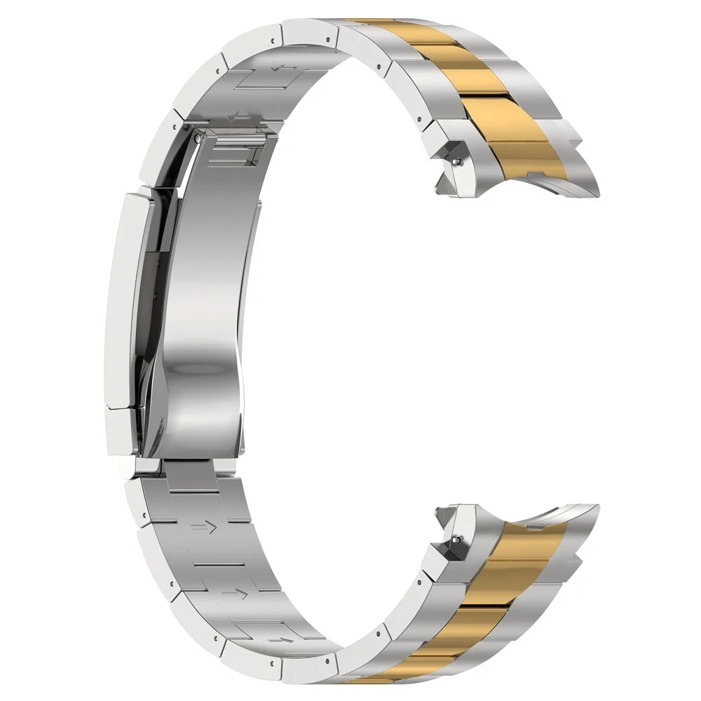 For Samsung Galaxy Watch FE 40mm / Watch6 / Watch6 Classic / Watch 5 Stainless Steel Watch Strap Quick Release Watchband - Silver+Gold - 2