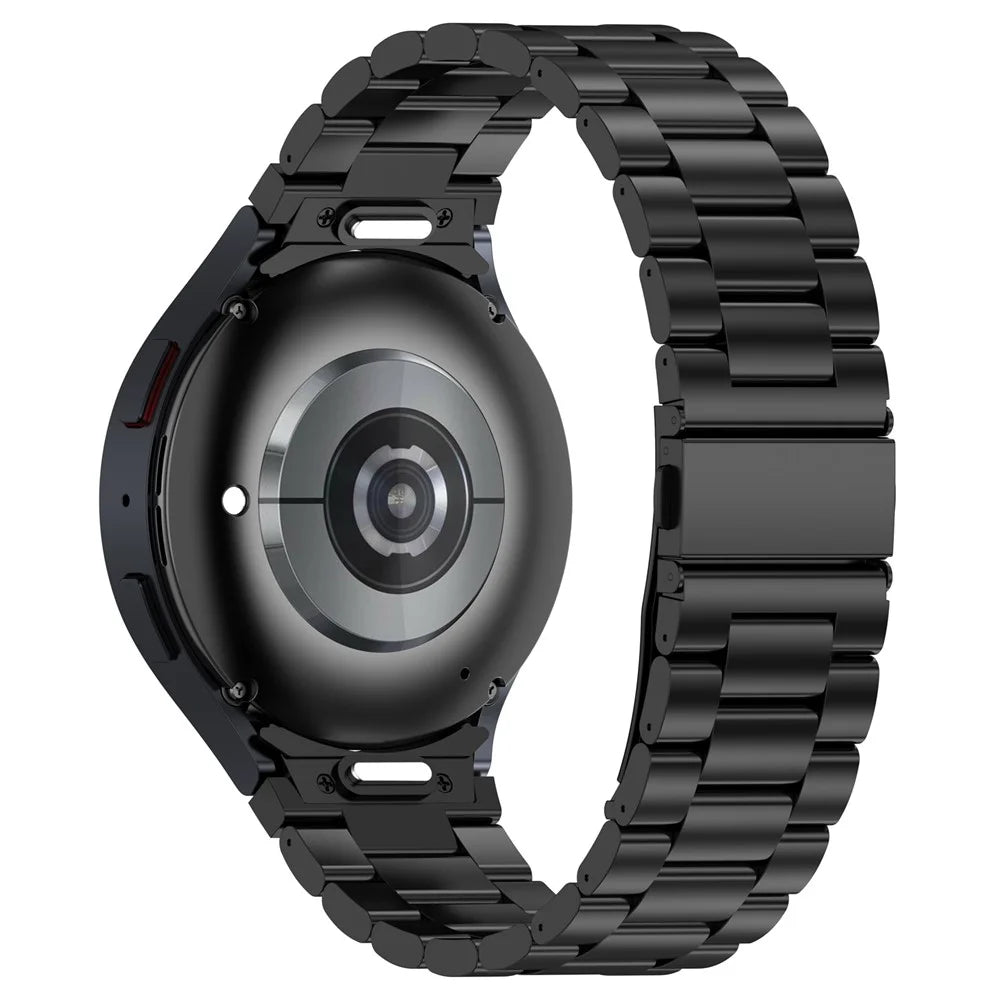 For Samsung Galaxy Watch FE 40mm / Watch6 / Watch6 Classic / Watch 5 Watch Band 3-Beads Titanium Steel Strap - Black - 1