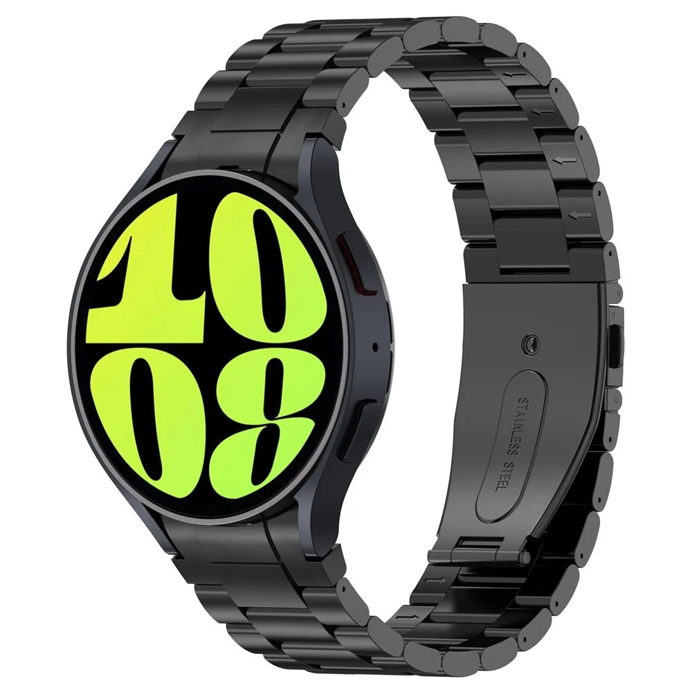 For Samsung Galaxy Watch FE 40mm / Watch6 / Watch6 Classic / Watch 5 Watch Band 3-Beads Titanium Steel Strap - Black - 4