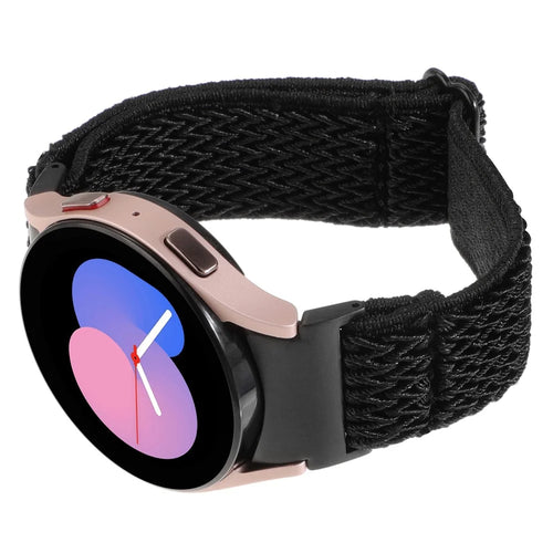 For Samsung Galaxy Watch FE 40mm / Watch6 / Watch6 Classic / Watch 5 Wave Shape Watch Strap Braided Wrist Band - Black - 1