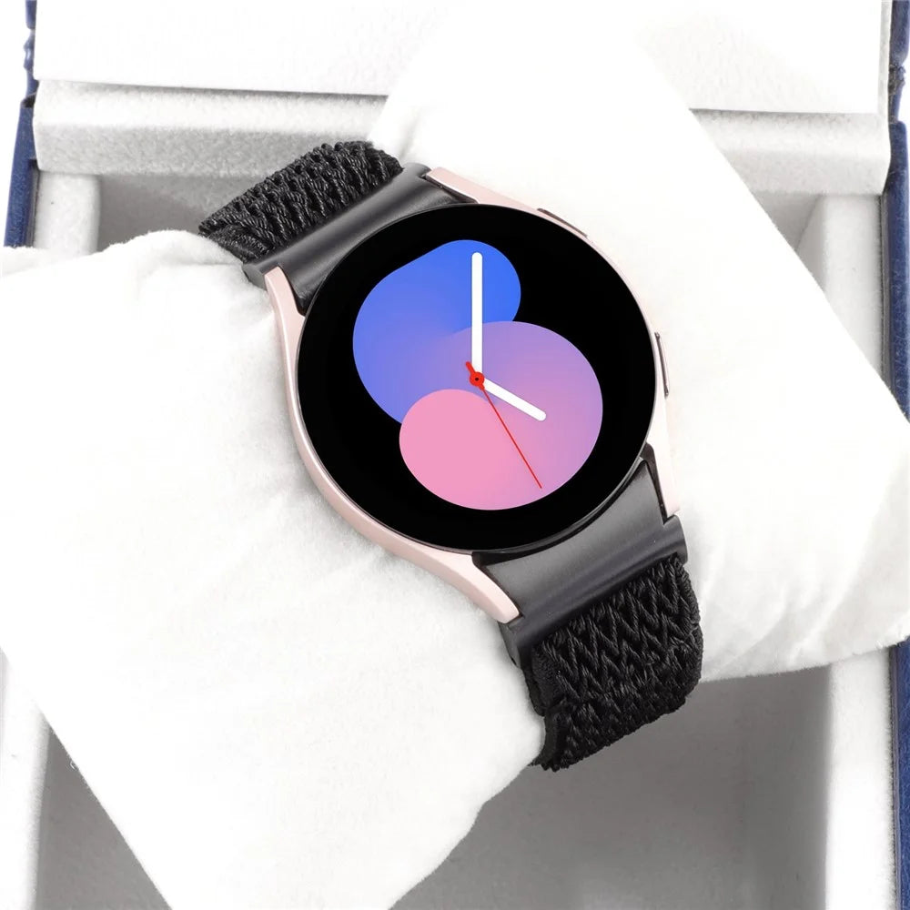 For Samsung Galaxy Watch FE 40mm / Watch6 / Watch6 Classic / Watch 5 Wave Shape Watch Strap Braided Wrist Band - Black - 3