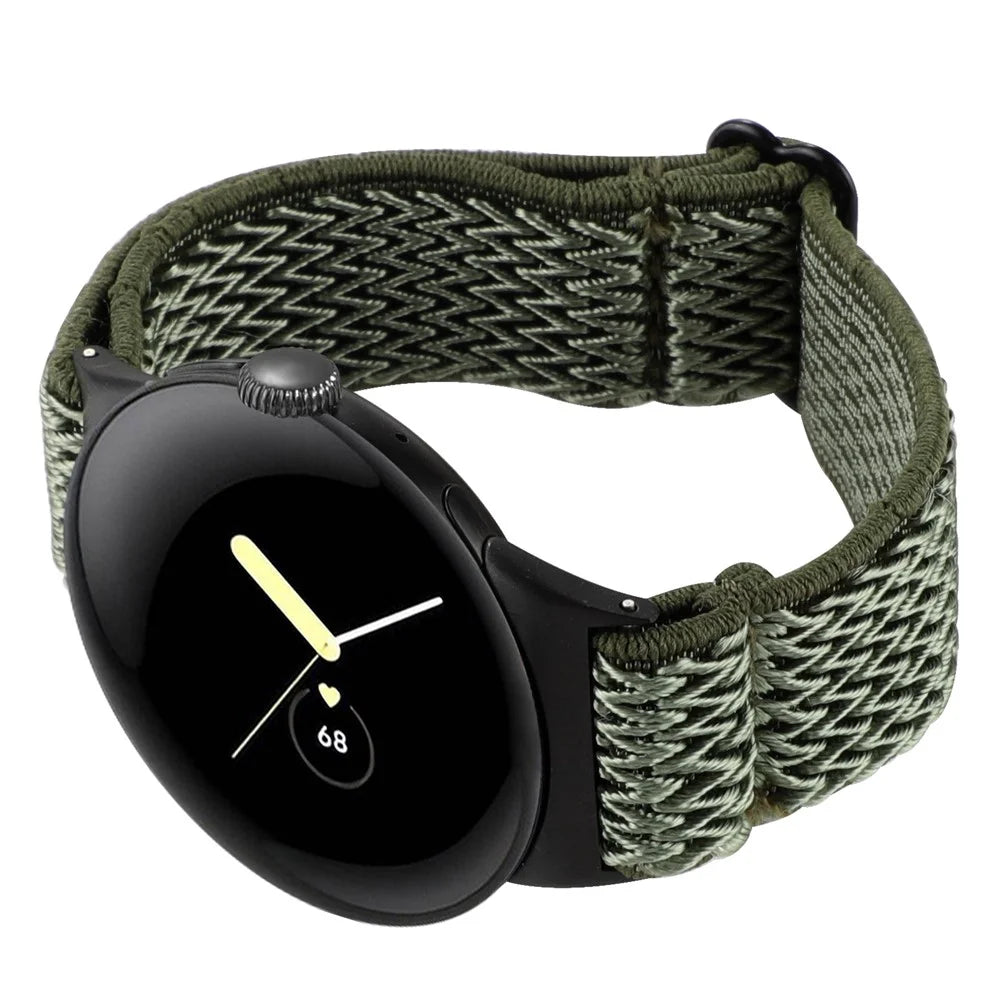 For Google Pixel Watch 4 41mm / Watch 3 41mm / Watch 2 / Watch Nylon Braided Watch Band Wave Wrist Strap - Green - 1