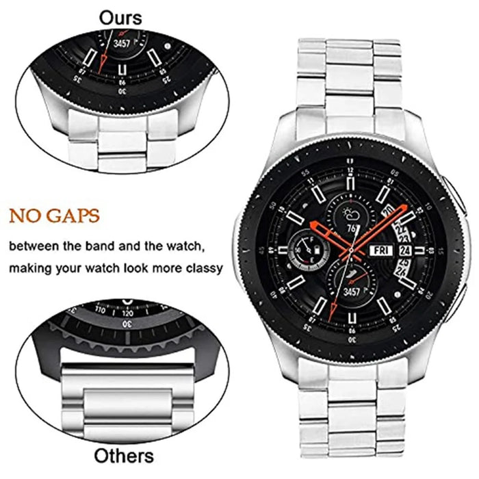 For Huawei Watch GT 4 46mm Watch Band Three Beads Stainless Steel Strap Replacement - Silver - 3