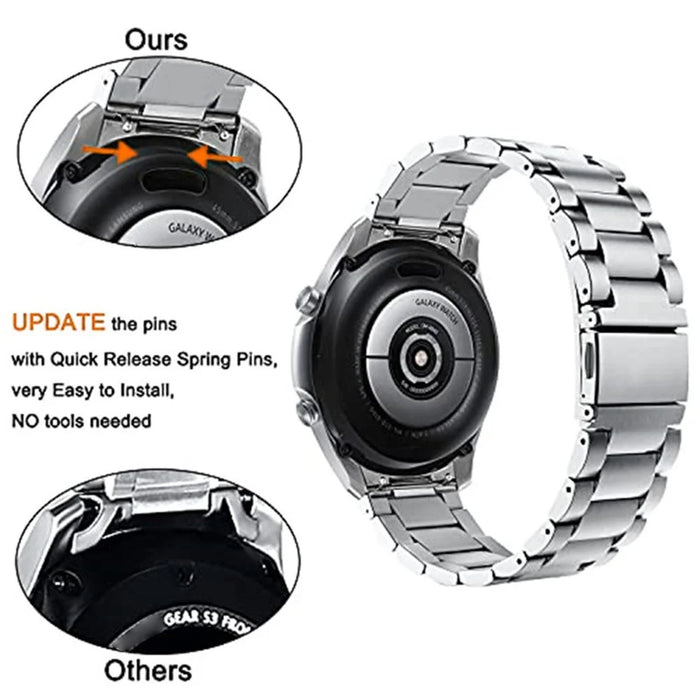 For Huawei Watch GT 4 46mm Watch Band Three Beads Stainless Steel Strap Replacement - Silver - 4