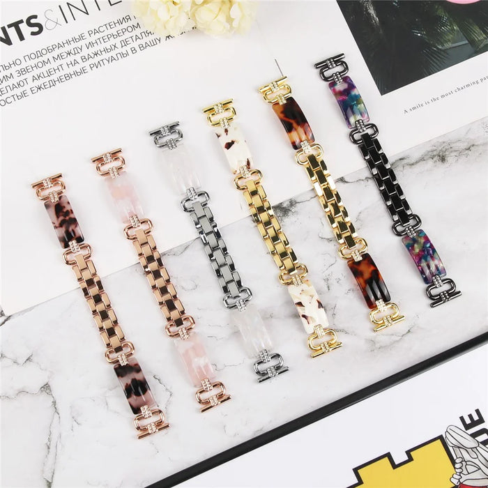For Huami Amazfit Cheetah Pro Rhinestone Decor Resin Strap Stylish Smartwatch Wrist Band - Gold / Nougat - 2