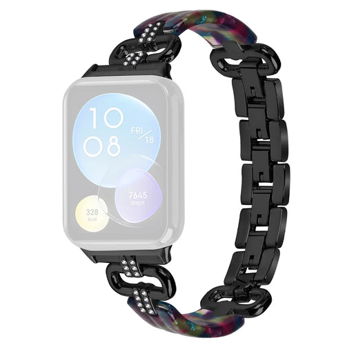 For Xiaomi Smart Band 10 Pro / 9 Pro / 8 Pro / Redmi Watch 6 / 5 / 4 Resin+Rhinestone Wrist Strap Replacement - Black - 1