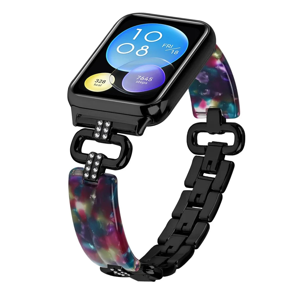 For Xiaomi Smart Band 10 Pro / 9 Pro / 8 Pro / Redmi Watch 6 / 5 / 4 Resin+Rhinestone Wrist Strap Replacement - Black - 3