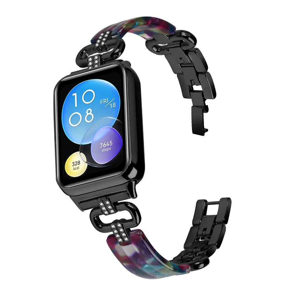 For Xiaomi Smart Band 10 Pro / 9 Pro / 8 Pro / Redmi Watch 6 / 5 / 4 Resin+Rhinestone Wrist Strap Replacement - Black - 4