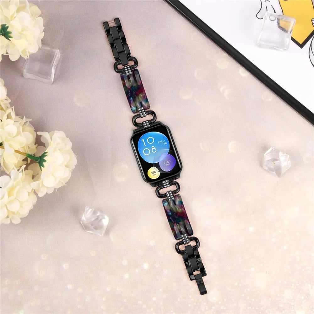 For Xiaomi Smart Band 10 Pro / 9 Pro / 8 Pro / Redmi Watch 6 / 5 / 4 Resin+Rhinestone Wrist Strap Replacement - Black - 5