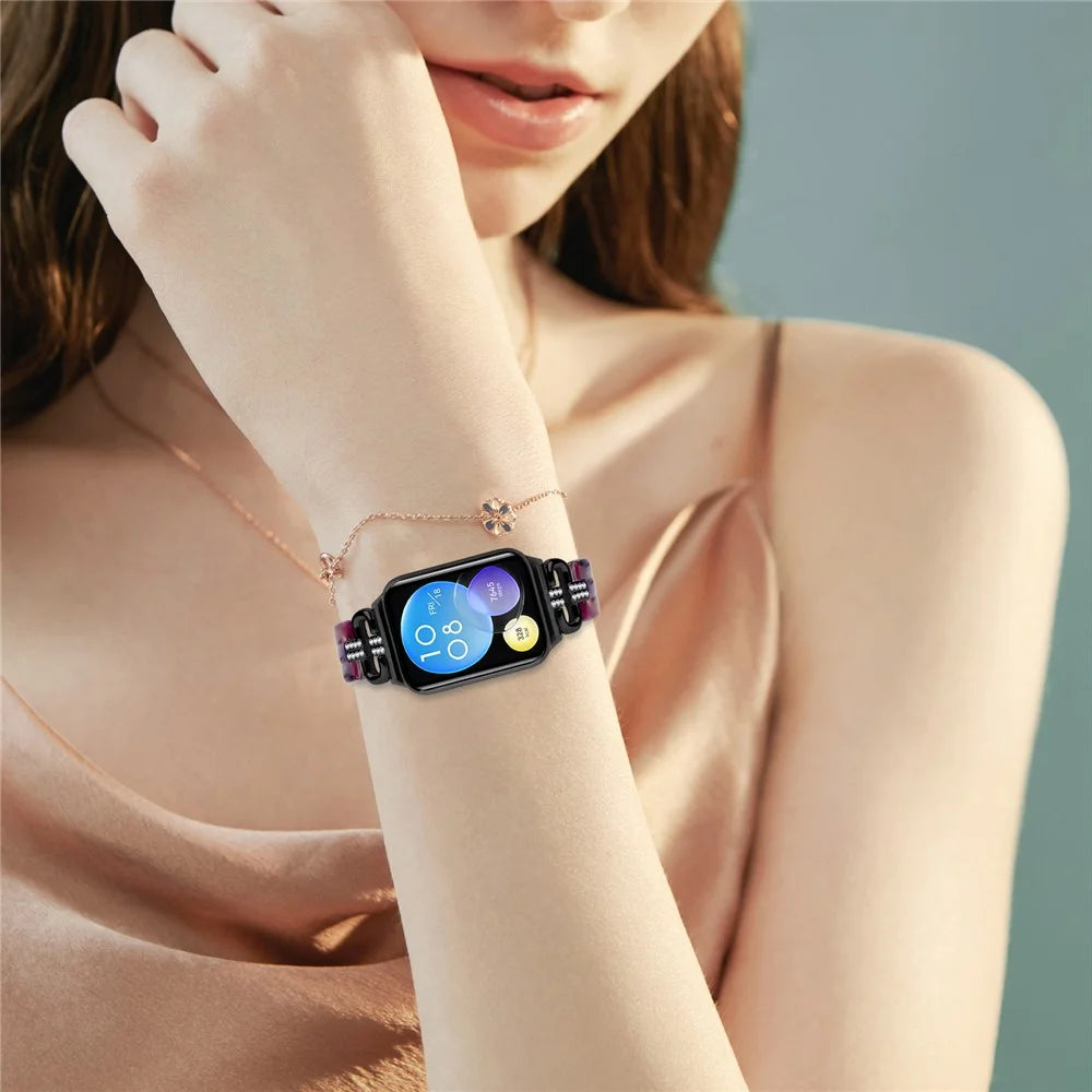 For Xiaomi Smart Band 10 Pro / 9 Pro / 8 Pro / Redmi Watch 6 / 5 / 4 Resin+Rhinestone Wrist Strap Replacement - Black - 6