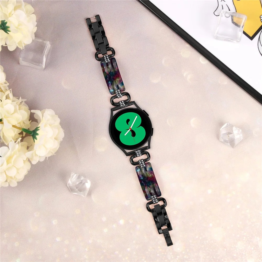 For Samsung Galaxy Watch4 Active Classic / Watch 5 Pro Active Resin Smart Watch Strap - Black - 5