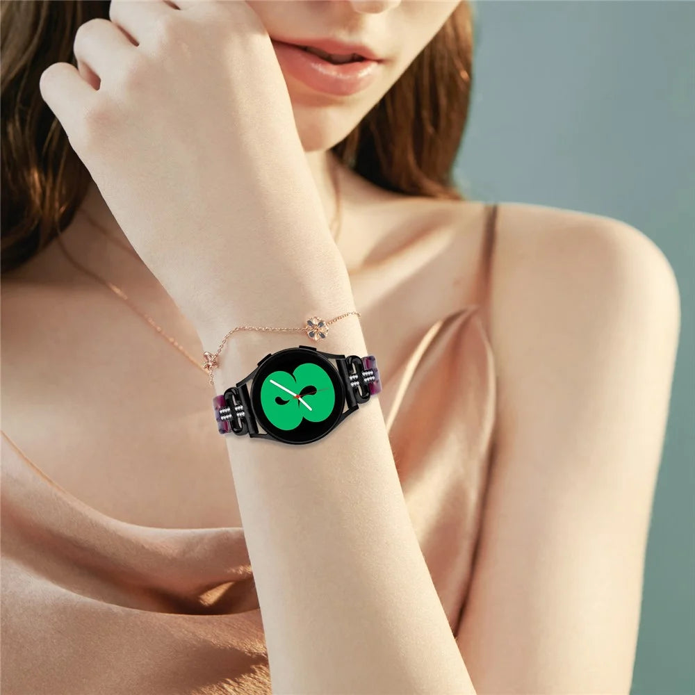 For Samsung Galaxy Watch4 Active Classic / Watch 5 Pro Active Resin Smart Watch Strap - Black - 6