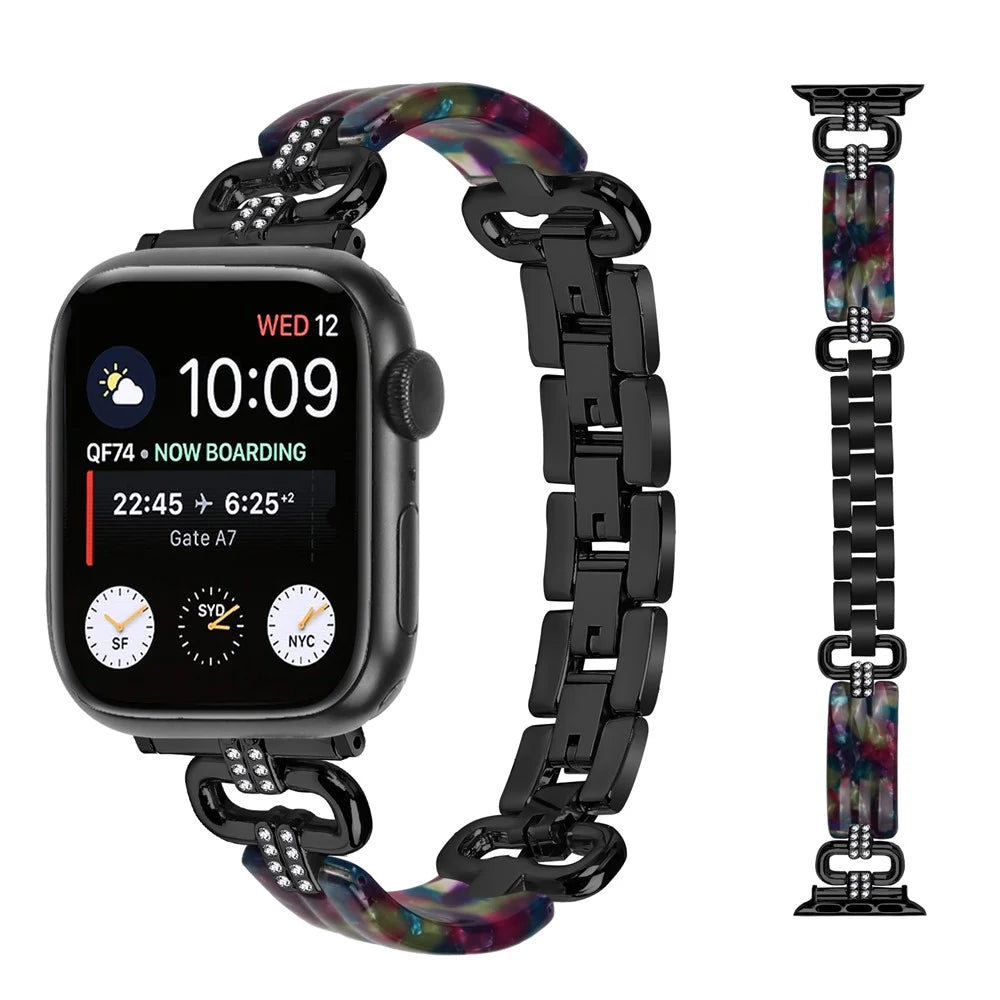 Watch Band for Apple Watch Series 11 10 42mm / 9 8 7 41mm / SE3 SE2 SE 6 5 4 40mm / 3 2 1 38mm Resin Wrist Strap - Black - 2