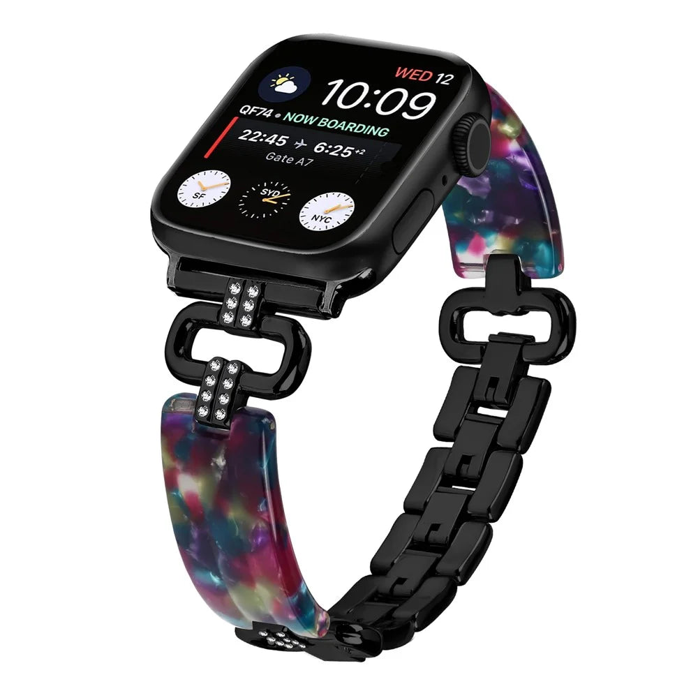 Watch Band for Apple Watch Series 11 10 42mm / 9 8 7 41mm / SE3 SE2 SE 6 5 4 40mm / 3 2 1 38mm Resin Wrist Strap - Black - 3