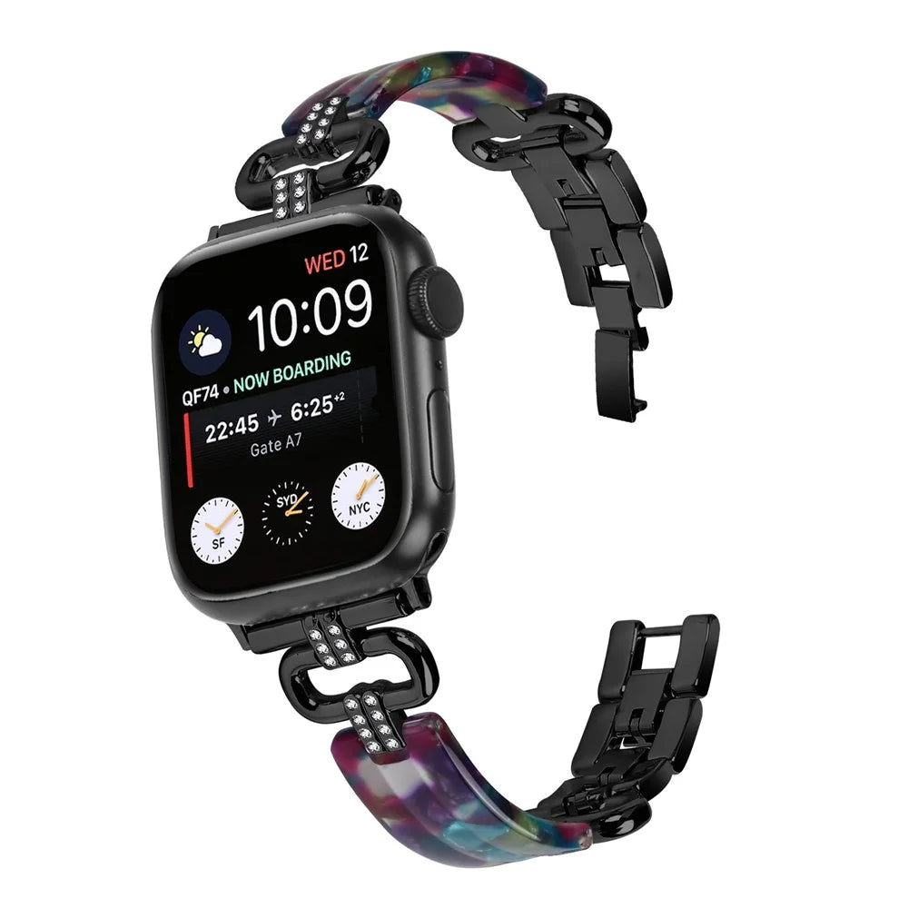 Watch Band for Apple Watch Series 11 10 42mm / 9 8 7 41mm / SE3 SE2 SE 6 5 4 40mm / 3 2 1 38mm Resin Wrist Strap - Black - 4