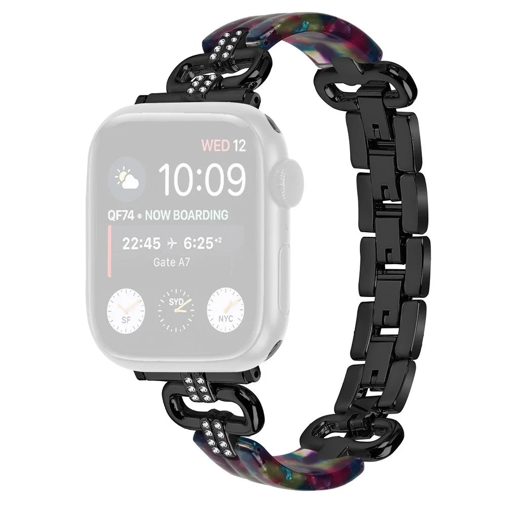 For Apple Watch Ultra 3 2 1 49mm / Series 11 10 46mm / 9 8 7 45mm / SE3 SE2 SE 6 5 4 44mm / 3 2 1 42mm Resin Band Strap - Black - 1
