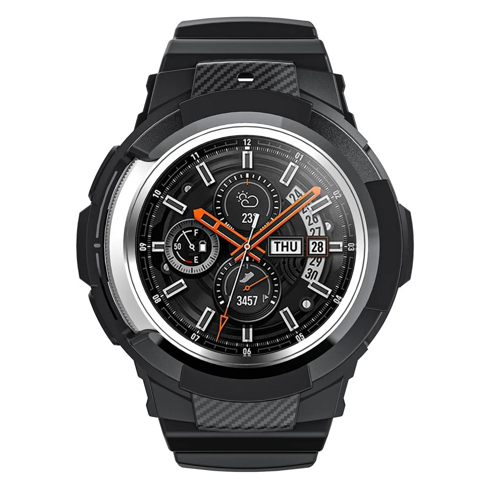 For Samsung Galaxy Watch4 Classic 42mm TPU Sporty Watch Strap Replacement Band with Integrated Watch Case - Black - 2