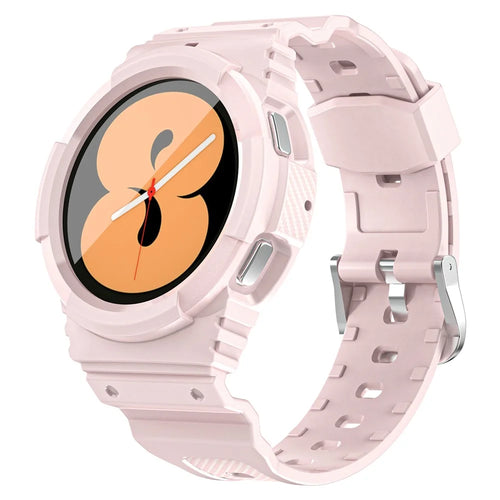For Samsung Galaxy Watch4 40mm Integrated TPU Watch Strap Adjustable Band with Watch Case - Pink - 1