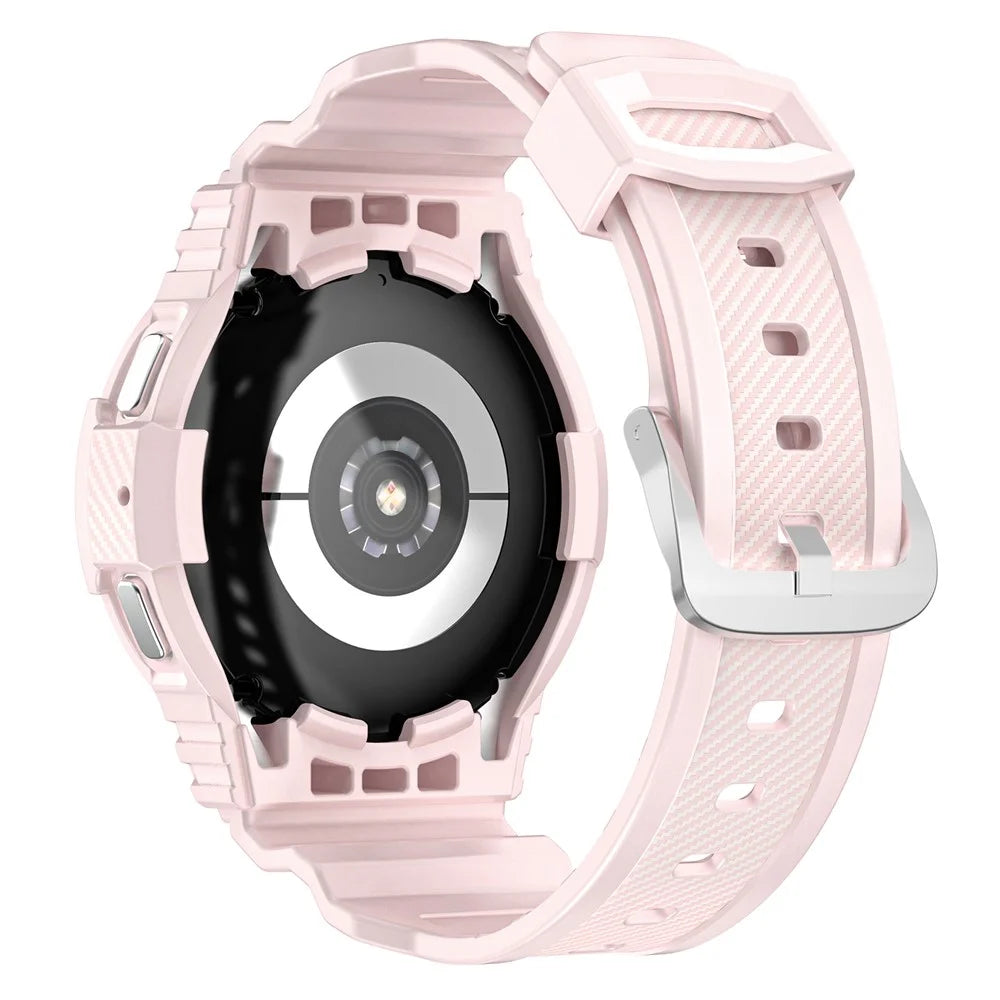 For Samsung Galaxy Watch4 40mm Integrated TPU Watch Strap Adjustable Band with Watch Case - Pink - 2