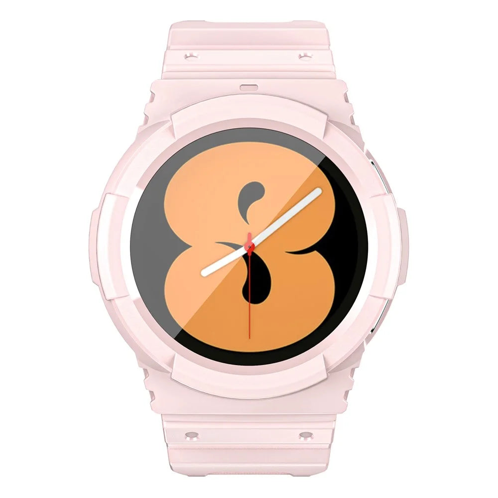 For Samsung Galaxy Watch4 40mm Integrated TPU Watch Strap Adjustable Band with Watch Case - Pink - 3