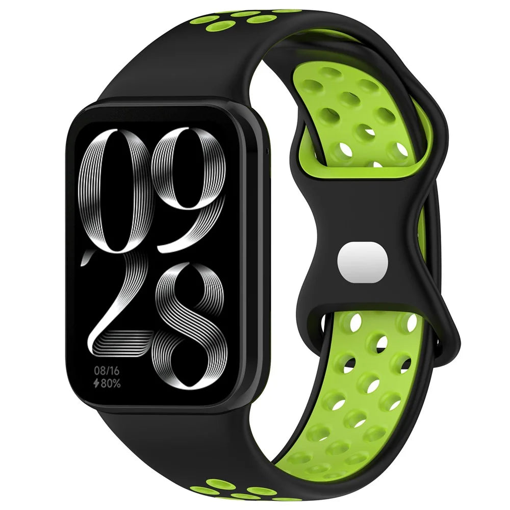 For Xiaomi Smart Band 10 Pro / 9 Pro / 8 Pro / Redmi Watch 6 / 5 / 4 Replacement Band Dual Color Silicone Watch Strap - Green / Black - 2